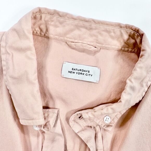 Saturdays New York salmon short sleeve button down shirt - Picture 4 of 10